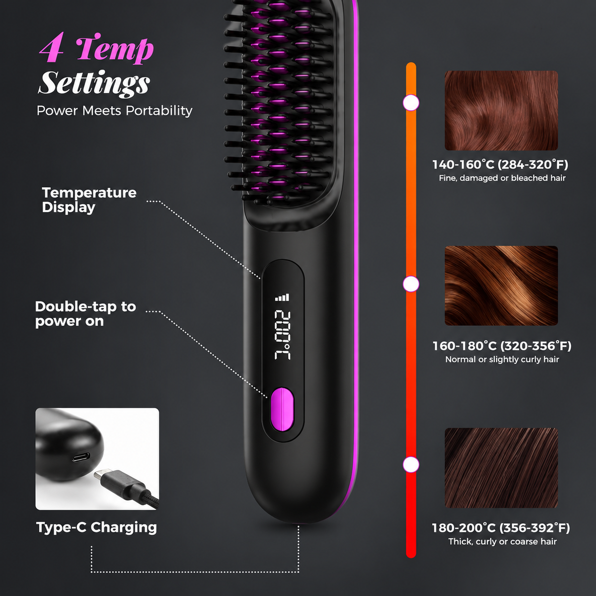 Cordless Hair Straightener Brush