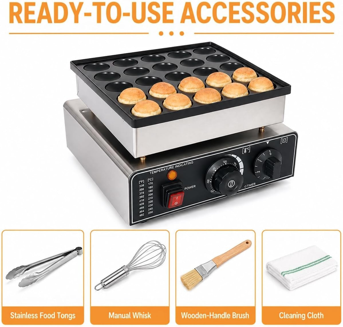 PuffCraft Pro 25-Hole Electric Dutch Pancake Baker - 1 Set Standard Pack