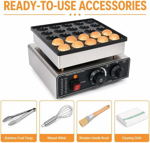 PuffCraft Pro 25-Hole Electric Dutch Pancake Baker - 1 Set Standard Pack