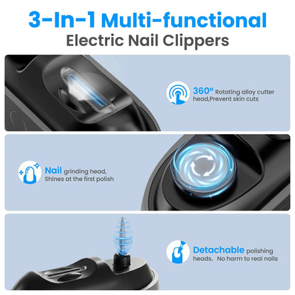 Electric Nail Clipper and Toenail Trimmer with Built-In Shaving Collector